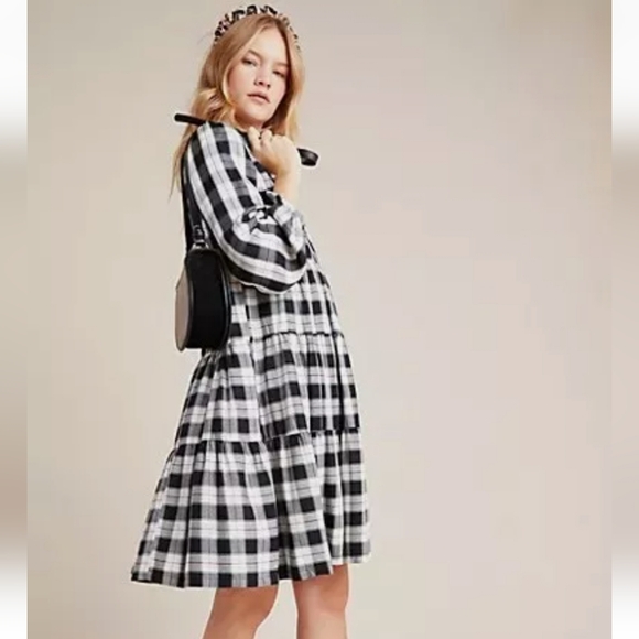 𝅺Anthropologie Maeve Plaid Tiered Dress - NWT! - Picture 2 of 8